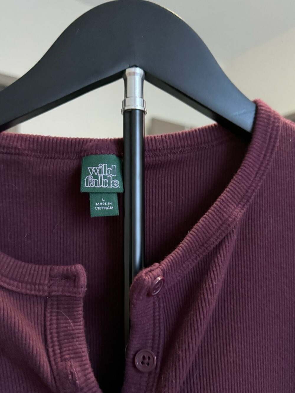 Wild Fable Button-Front Ribbed Dress Size L Maroon - Picture 3 of 3